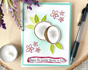 Tropical Card Kit, Coconut Card Kit, Summer Birthday Card Kit, Retirement Card Kit, Card Crafting Kit, Make Your Own Cards, DIY Summer Cards