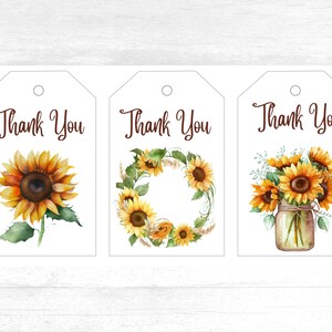 Sunflower Thank You Tags Printable Thank You Tags Sunflower - Etsy
