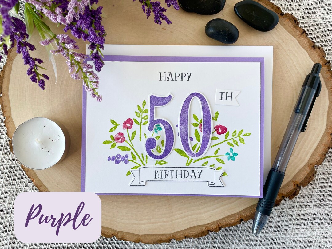 Personalized Floral 50th Birthday Card, Handmade Anniversary Card Etsy — free download