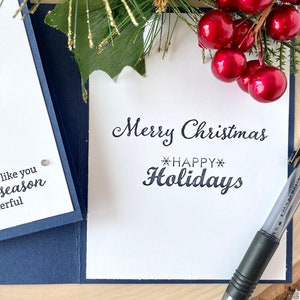 Handmade Christmas Card Set, Christmas Cards for Friends, Navy Blue Christmas Cards, Holiday Notecards, Happy Holidays, Stampin' UP Cards image 5