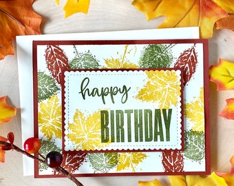 Fall Birthday Card for Men, September Birthday Card, Fall Foliage Birthday Card, Rustic Cards, Fall Birthday Card Sets, Stampin' UP Cards