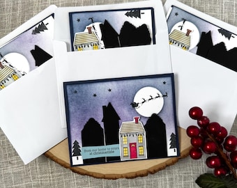DIY Christmas Village Card Kit,  Handmade Holiday Cards