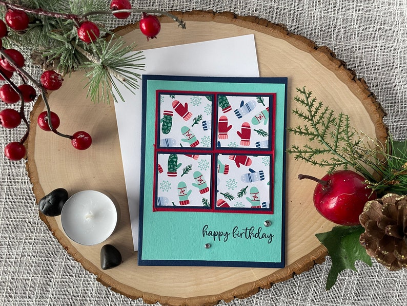 Winter Birthday Card Set, Winter Birthday Gifts, December Birthday Cards, January Birthday Cards, Mitten Cards, Stampin' Up Birthday Cards image 5