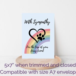 Pet Loss Sympathy Card, Printable Sympathy Cards, Cards for Loss of Pet ...