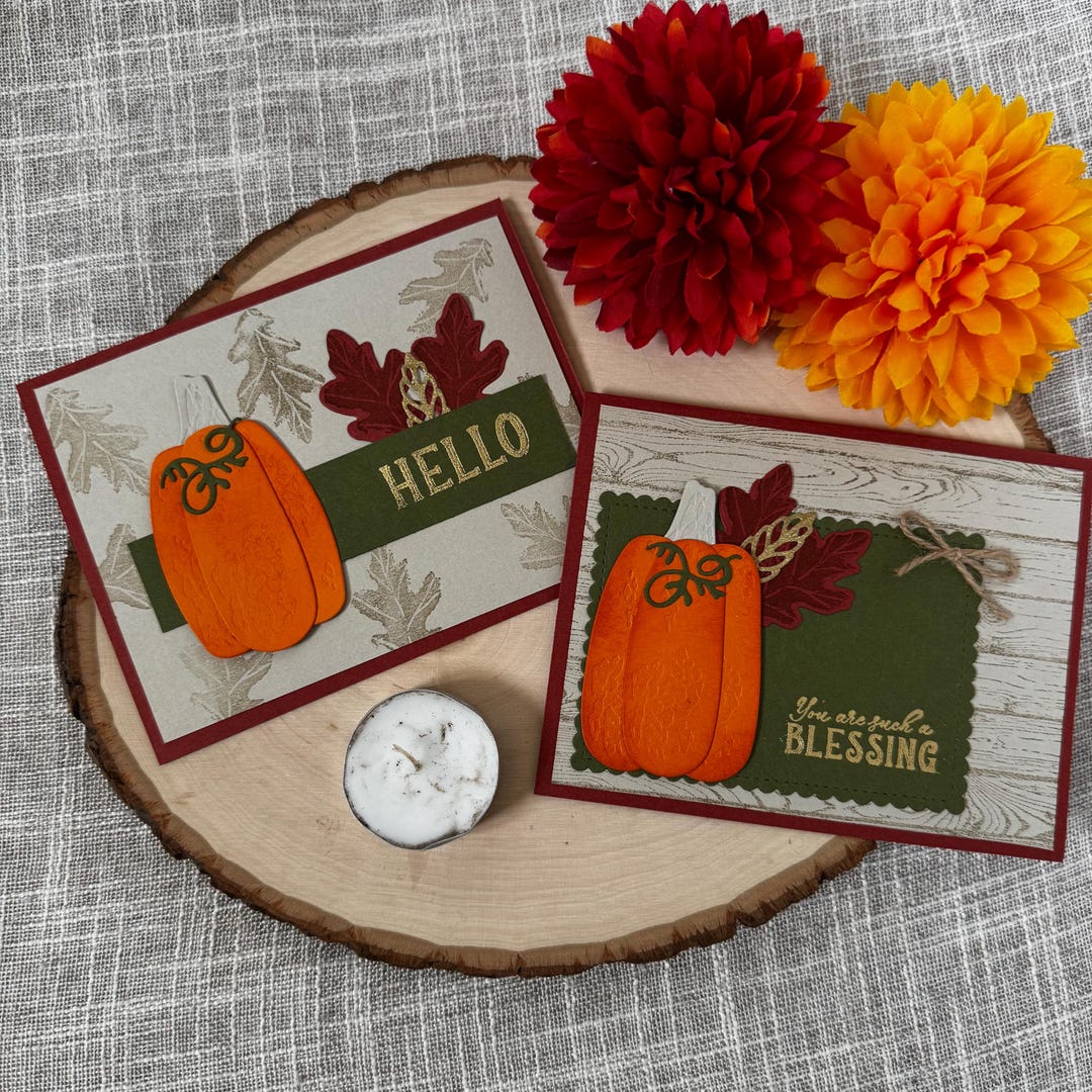 Handmade Embossed Thanksgiving Card Set: Pumpkins & Fall Leaves - Etsy