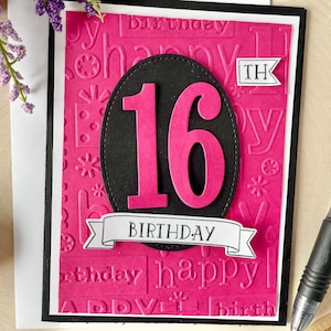 Personalized 16th Birthday Card: Handmade Sweet Sixteen Gift