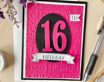 16th Birthday Card For Girls, Customized Age Card, Sweet 16 Card, Personalized Birthday Card, Birthday Card for Daughter, 16th Birthday Gift