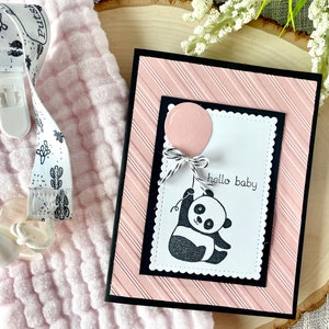 Gender Neutral Baby Shower Card, Panda Baby Shower Card, Unisex Baby Shower Gift, New Parent Gift, Baby Panda Gifts, Stampin' UP Cards Pink