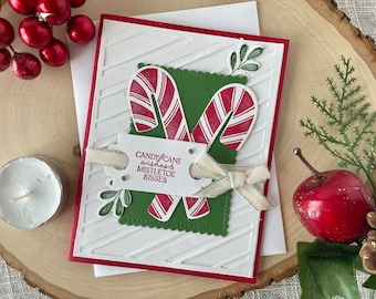 Candy Cane Christmas Card Kit, DIY Christmas Cards, Card Crafting Kit, Make Your Own Cards, Candy Cane Holiday Cards, Stampin' UP Card Kit