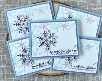 Snowflake Christmas Card Set, Non-Traditional Christmas Colors, Handmade Christmas Cards, Pastel Christmas Cards, Stampin' UP Cards