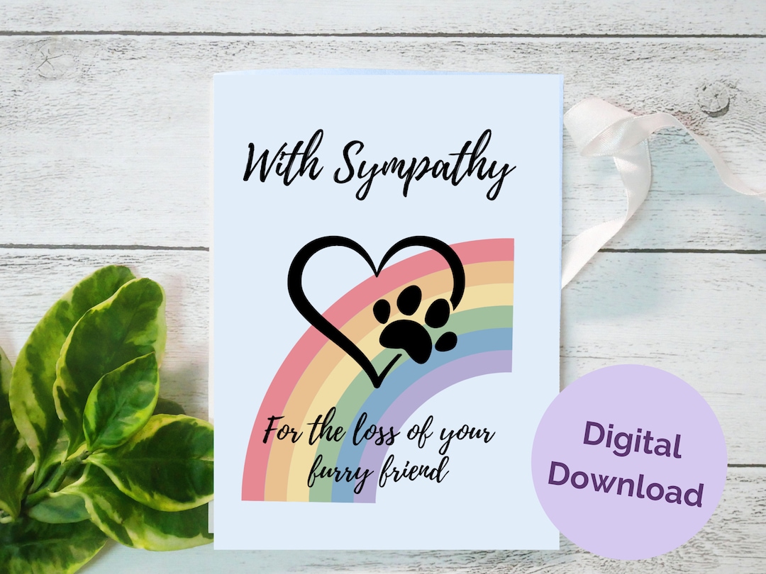 Pet Loss Sympathy Card, Printable Sympathy Cards, Cards for Loss of Pet, Animal Sympathy Card ...