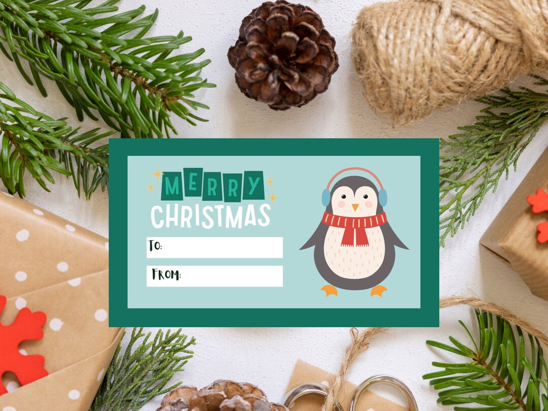Penguin Christmas Tag Set Printable Christmas Tags Christmas - Etsy