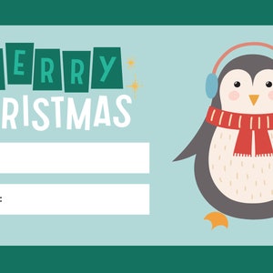 Penguin Christmas Tag Set Printable Christmas Tags Christmas - Etsy