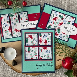 Winter Birthday Card Set, Winter Birthday Gifts, December Birthday Cards, January Birthday Cards, Mitten Cards, Stampin' Up Birthday Cards image 1