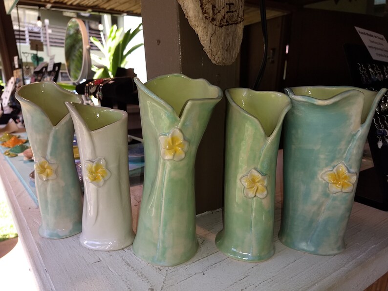 Plumeria flower Ceramic vase holds water for flowers Etsy