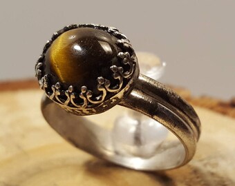 Tiger's Eye Ring in Silver 925 band