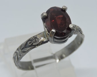 Authentic Garnet Ring in Silver