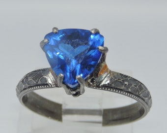 Cushion LC Blue Swiss Topaz Ring