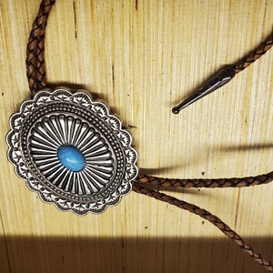 Bolo Tie Oval with Faux Turquoise at the Center
