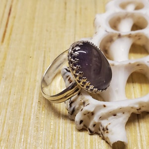 Brazilian Natural Amethyst Cabochon Ring, Size 7 image 3