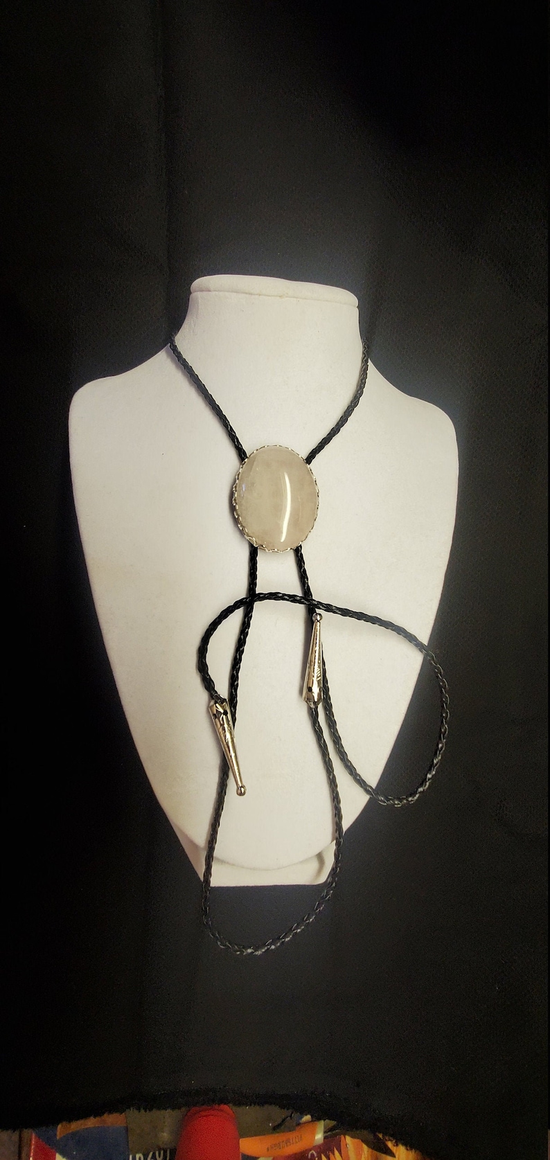 Bolo Tie with Rose Quartz cabochon
