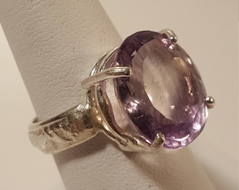 Rose de France Amethyst Solitaire Ring, Amethyst Solitaire Ring,  Natural Amethyst Ring, Size 7