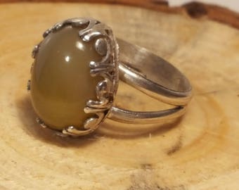 Yellow Agate Stone in double band Silver