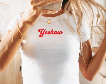 Yeehaw Script Baby Tee - Women's Cowgirl Crop Top