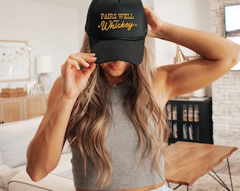 Pairs Well With Whiskey Trucker Hat | Honky Tonk Concert Outfit