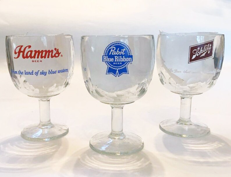 Vintage 1960's Carnival Glass Beer Goblets Hamms Etsy
