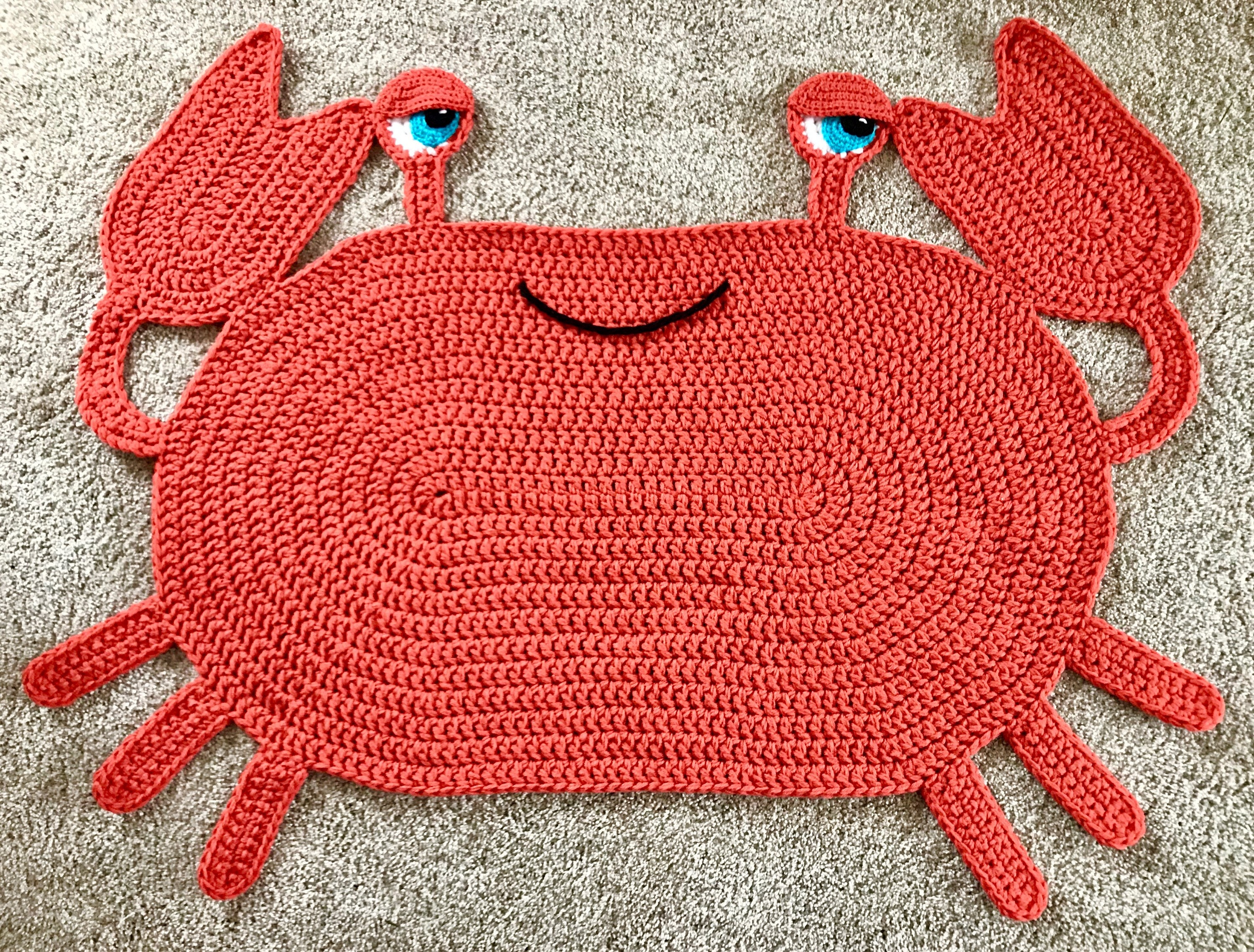 Cranky Crab Crochet Red Rug