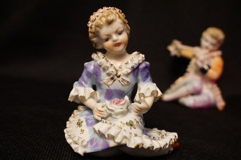 Victorian flute player and woman Porcelain figurines Etsy