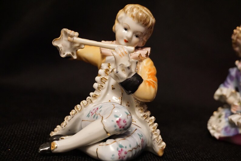 Victorian flute player and woman Porcelain figurines Etsy