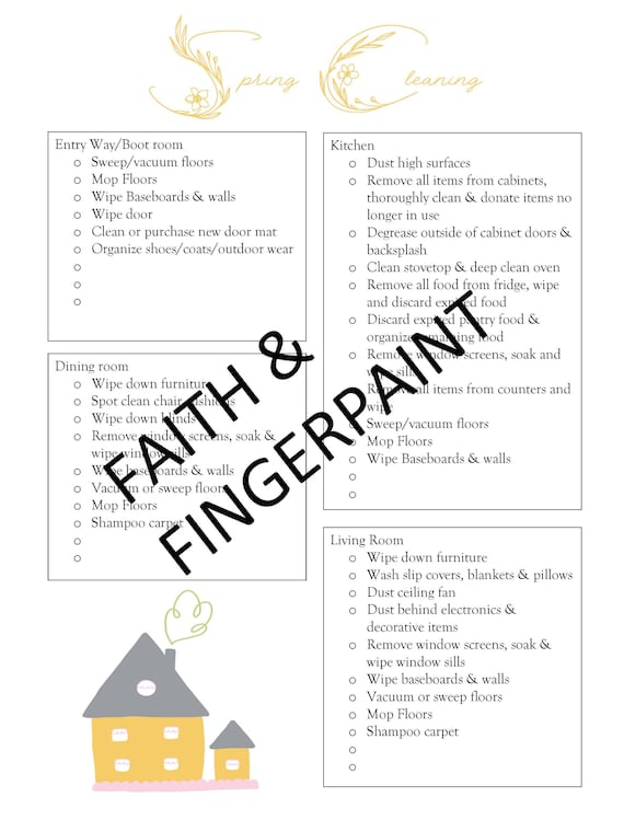 Spring Cleaning Checklist Printable House Cleaning Schedule Etsy