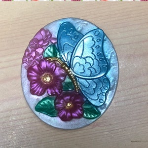 Butterfly and Flower Soap. Dimensional Soap (Hand painted soap) (Gift for Mother's Day) butterfly soap. Flower soap.