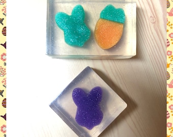 Easter Soaps of your choice. Two different styles: Bunny or Bunny with Carrot. Embed Soap. Small and big soap. Bunny soap.