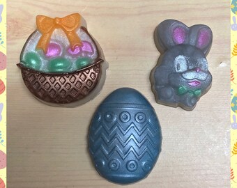 Easter soaps. Extra Small size. Set of 3 soaps: Egg, Basket, and Bunny. Handmade gift.