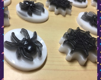 Spiders and Spider webs soaps - Halloween Soaps, Small size. 4 to 32 soaps. Spider soap. Spiderweb soap. Halloween soap.