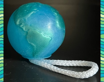 Planet Earth soap. Ball soap. Earth soap. Planetsoap. For Earth Day soap. Big soap. Soap with ribbon.  (For men and women)