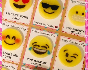 Happy Faces soaps with Valentine's Day Cards. (16 different styles) Face soaps. Happy face soap. Soap emoticon. Soap emoji.