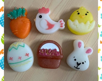 Easter soaps with cards. Glow-in-the-dark soaps. Spring soaps. Rabbit soap. Egg soap. Chicken soap. Easter soap. (6 different styles).