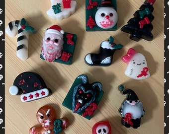 Spooky Christmas soaps. Creepy Christmas soaps. Gothic Christmas soaps (12 different styles; ghost, elf, bad Santa, demon, etc) NEW 2023!