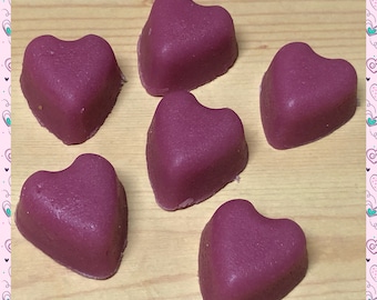Small Sugar soaps in Heart Shape, For Valentine’s Day (pkg of 2 soaps). Extra Small soap. Sugar soap. Heart soap. Valentine's soap.