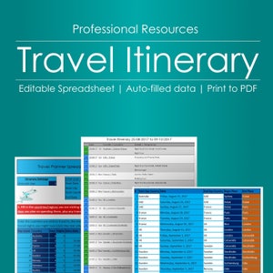 Travel Itinerary Planner - Editable Spreadsheet