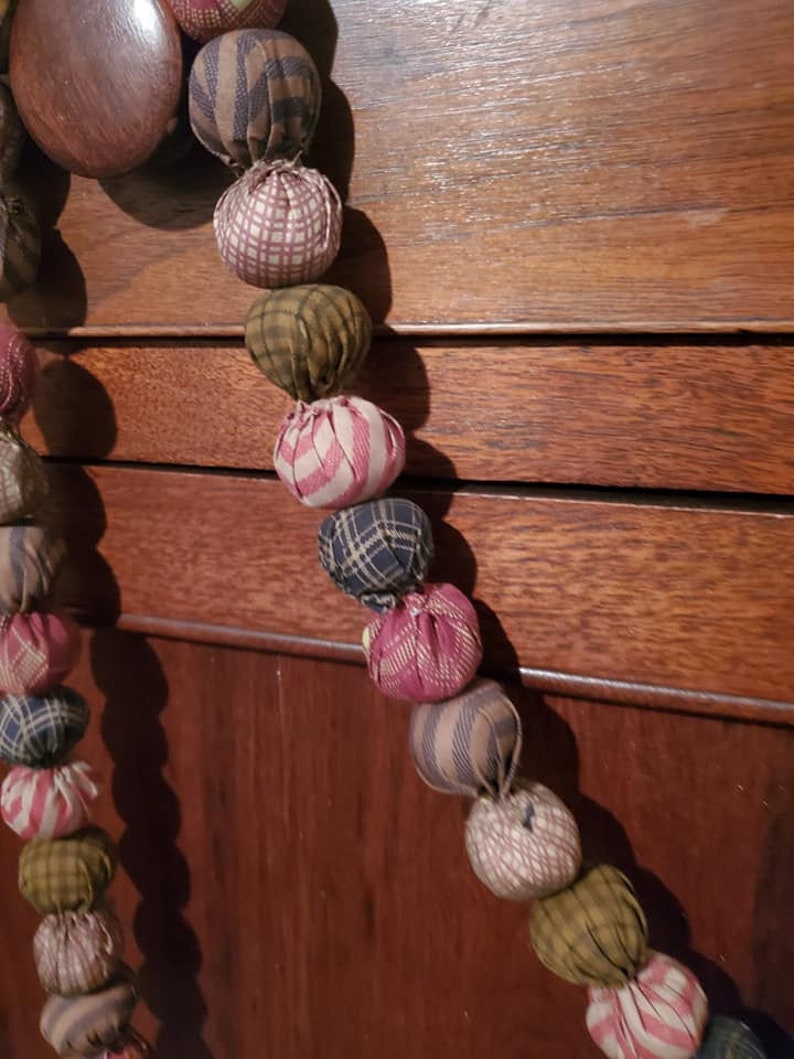 Rag Ball Garland Primitive Rag Balls Farmhouse Country Etsy