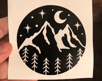Mountain View - Vinyl decal, car decal, tumbler decal, water bottle decal, mountain decal, laptop decal, DIY