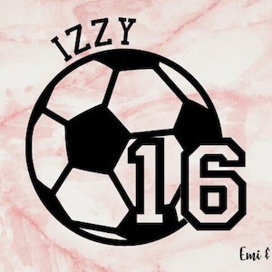 Custom Soccer Ball Decal with name and number/Team Soccer Decal/Car Decal/ Tumbler Decal/ Laptop Decal/ Phone Decal/ DIY