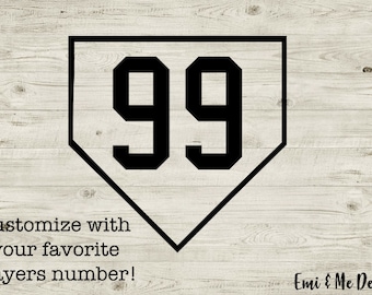 Custom Baseball number with home plate Decal, Softball Decal, Helmet Decal, Car decal, Tumbler decal, Laptop decal, Custom decal