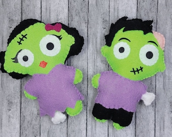 Zombie Felt Toy, Zombie Boy, Zombie Girl, Halloween Felt Toy