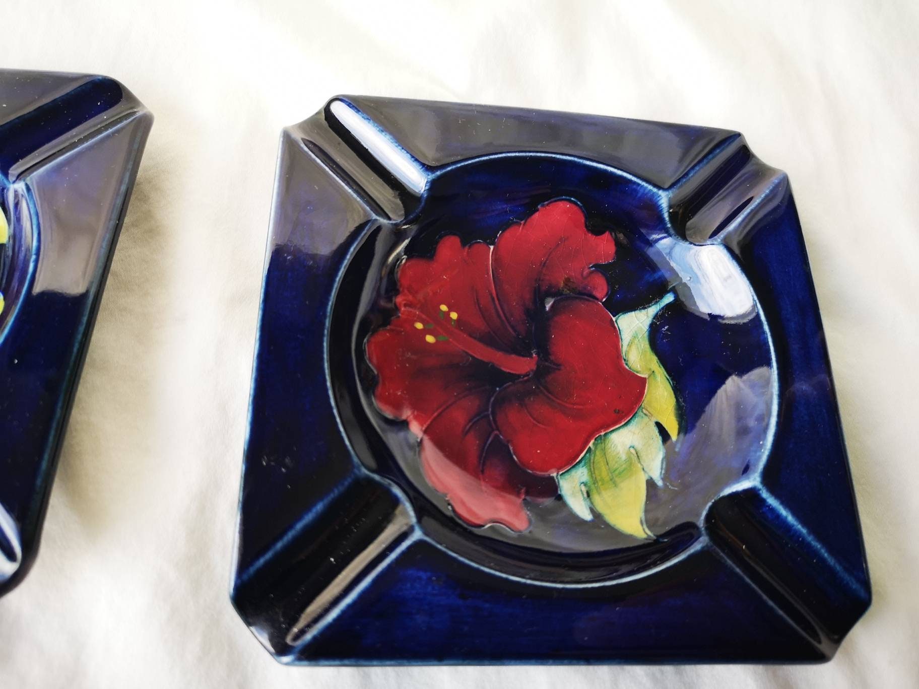 Vintage, Ceramic, Porcelain, Ashtrays, Floral Pattern ...